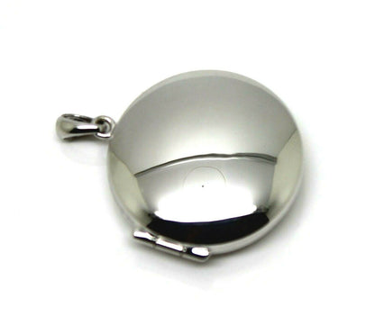 Sterling Silver 925 Large Round Plain Locket With 2 Photos