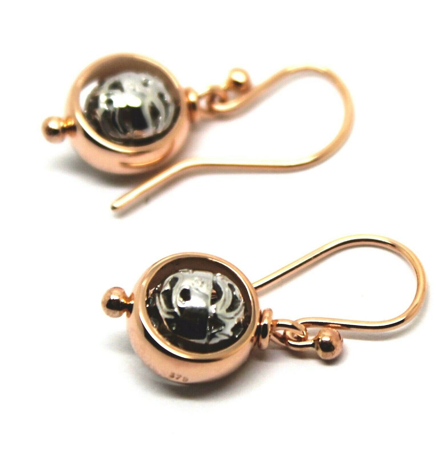 Kaedesigns Genuine 9ct 9k 375 Rose & White Gold Filigree Belcher Ball Earrings
