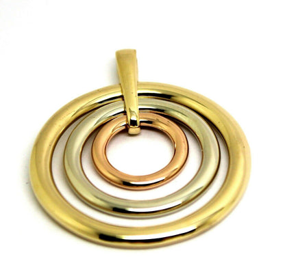 Genuine Heavy Solid 9ct 9k Yellow, White And Rose Gold 375 3 Circles Pendant