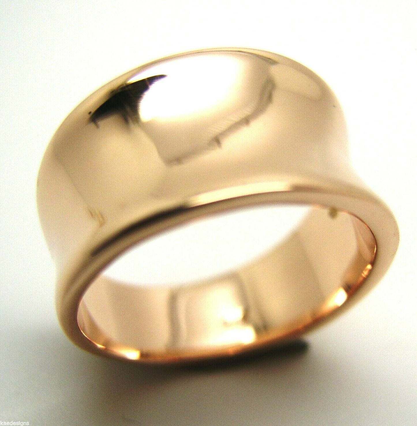 Kaedesigns Genuine Full Solid 9ct 9kt Yellow, Rose or White Gold Concave Dome Ring 250