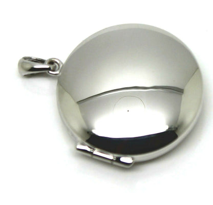 Sterling Silver 925 Large Round Plain Locket With 2 Photos