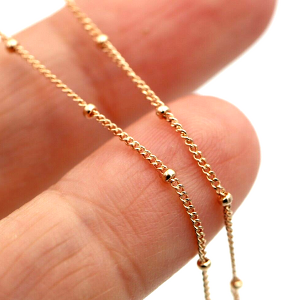 Genuine 9ct Yellow, Rose or White White Gold Diamond Cut Curb ball Necklace  Chain 47cm