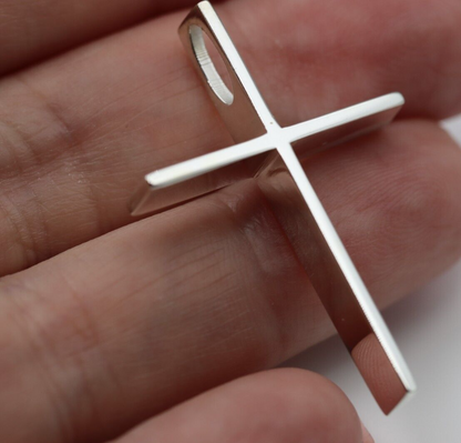 Kaedesigns New Genuine Large Sterling Silver 925 Stick Cross Pendant