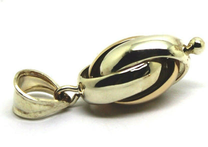 Genuine 9ct 9k 375 Yellow & White Gold Oval Triple Belcher Ball Pendant