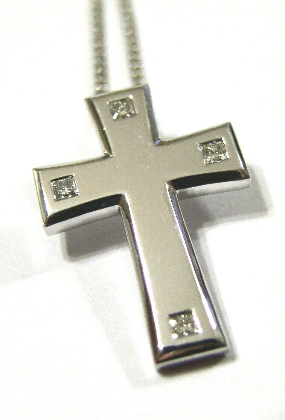 Genuine 18ct 750 White Gold Crucifix Cross And Genuine Diamond Pendant