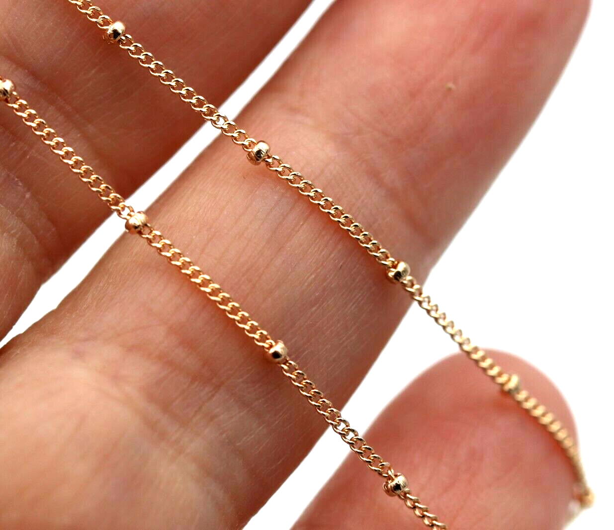 Genuine 9ct Yellow, Rose or White White Gold Diamond Cut Curb ball Necklace  Chain 47cm