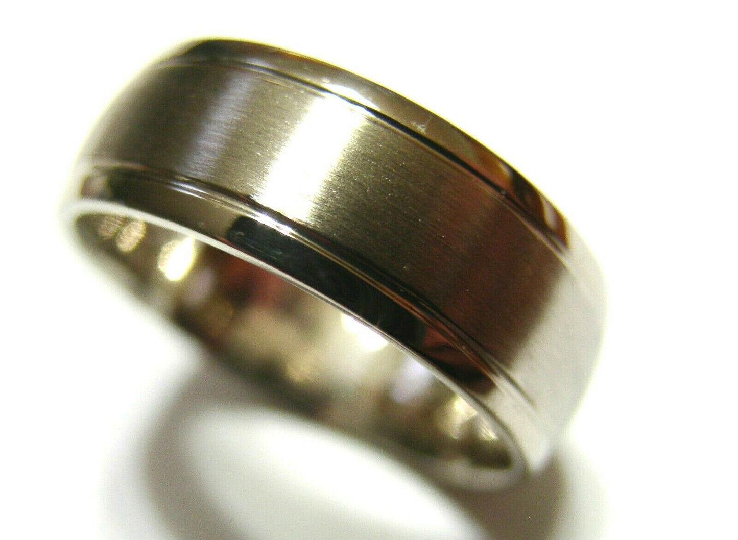 Genuine 18ct White Gold Full Solid Heavy Mens Matt Finish Ring Band