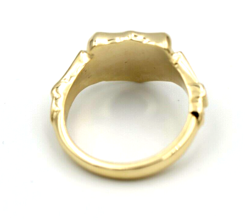 Solid Australian Sapphire 9ct Yellow Gold Shield Signet Ring Size K Engraved with Letter S