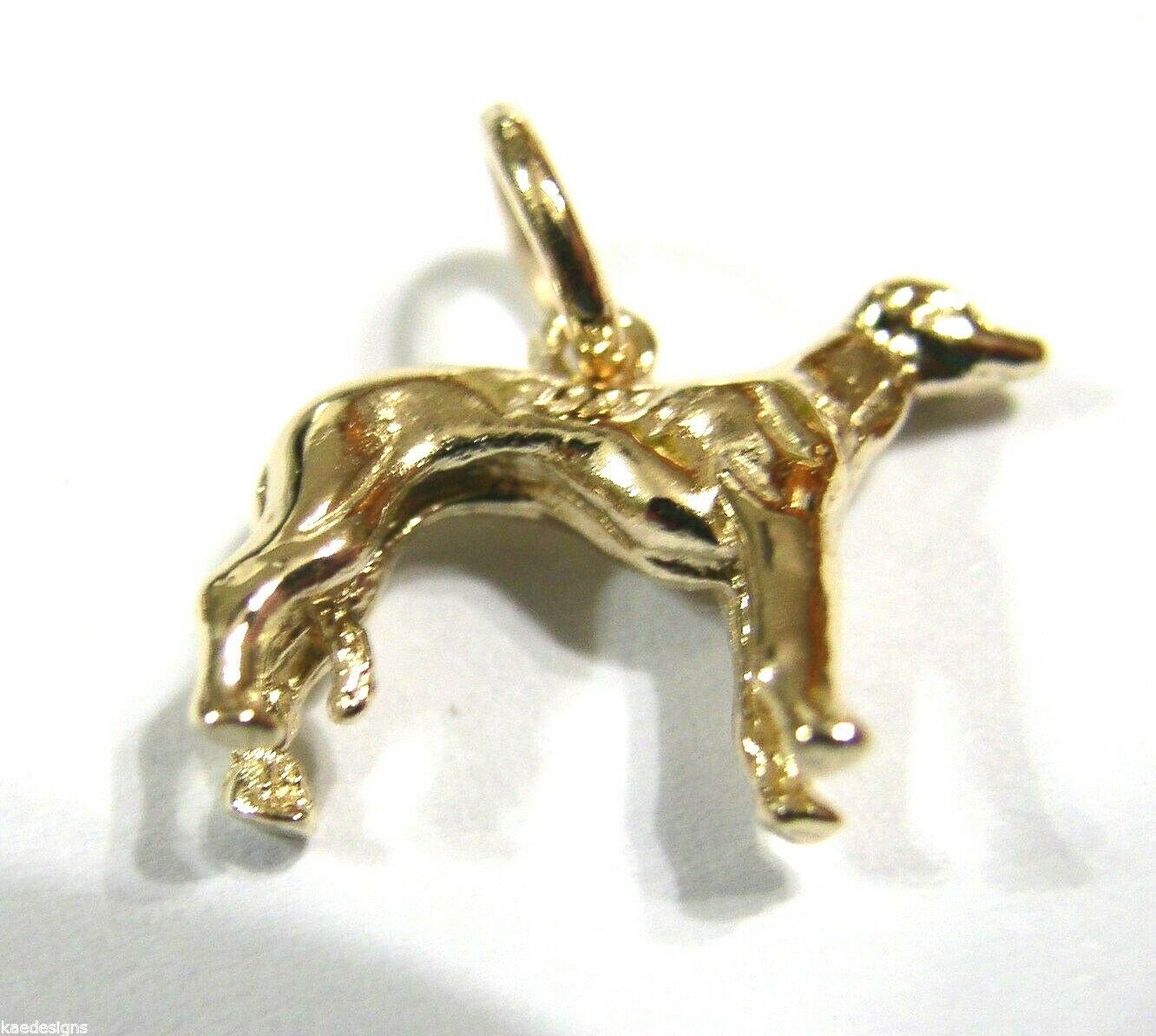 Kaedesigns, 3D 9ct Yellow, Rose Or White Gold Greyhound Dog Charm / Pendant