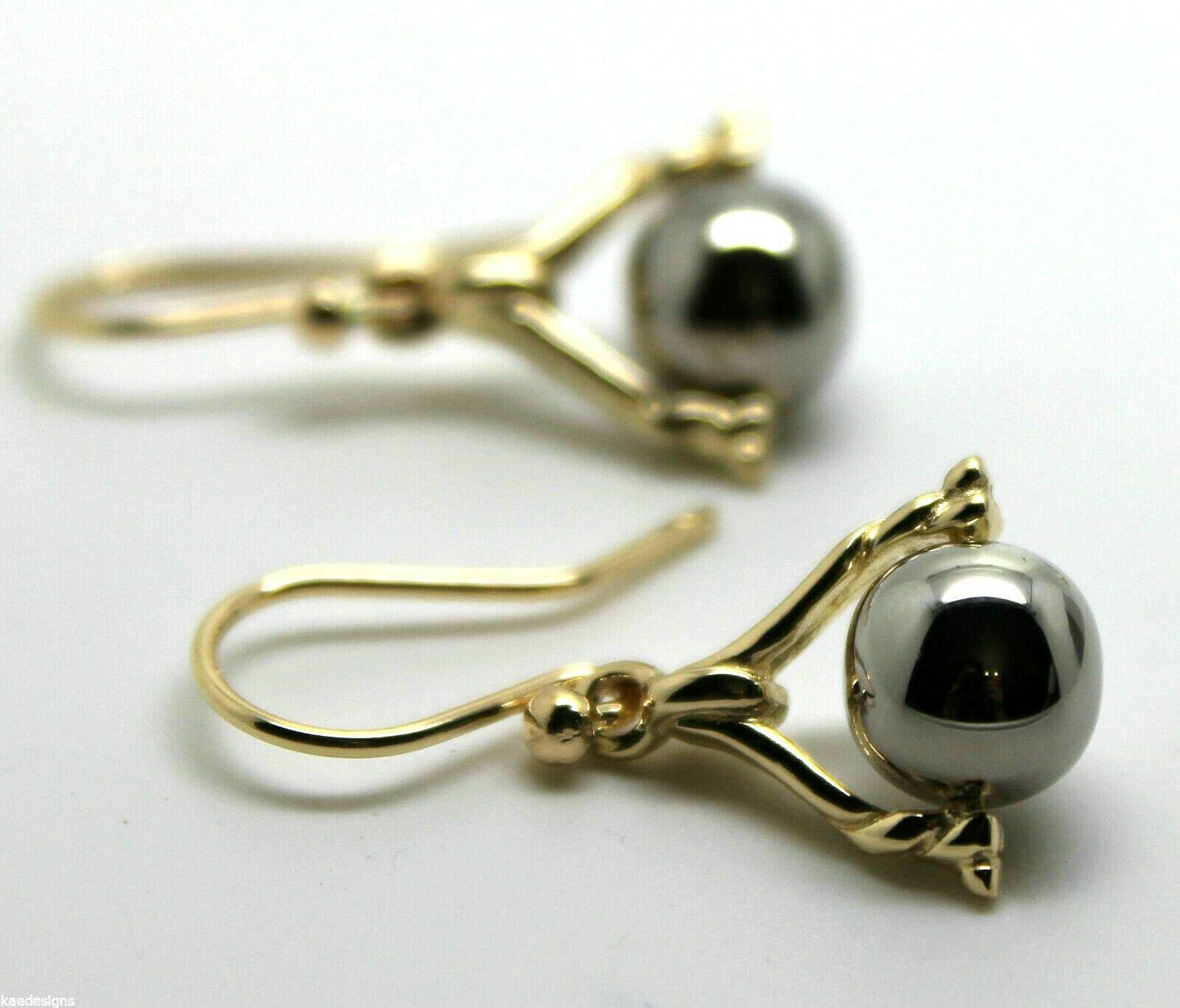 Genuine 9ct 9K 375 Solid Yellow And White Gold Plain Ball Spinner Earrings 435