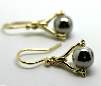 Genuine 9ct 9K 375 Solid Yellow And White Gold Plain Ball Spinner Earrings 435