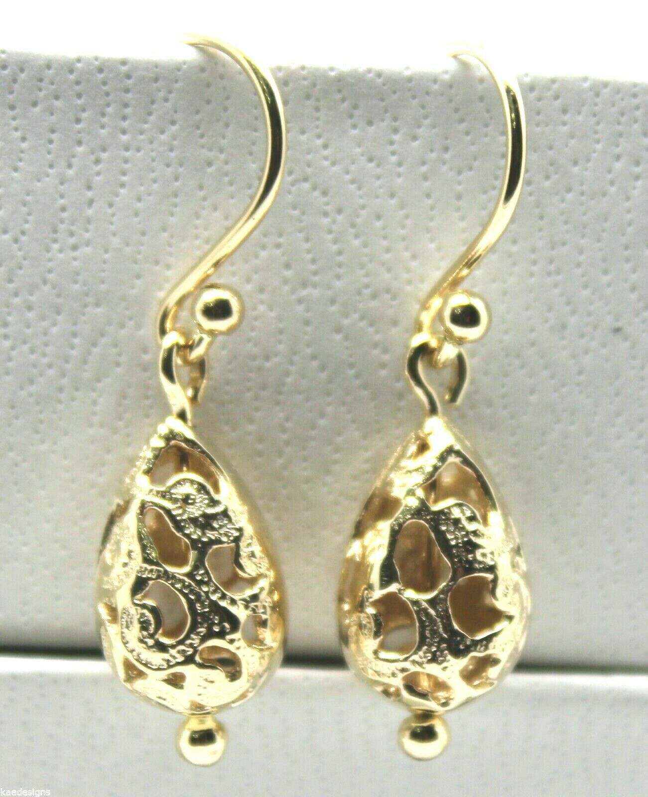 Kaedesigns 9ct 9k 375 Yellow Or White Or Rose Gold Teardrop Filigree Earrings