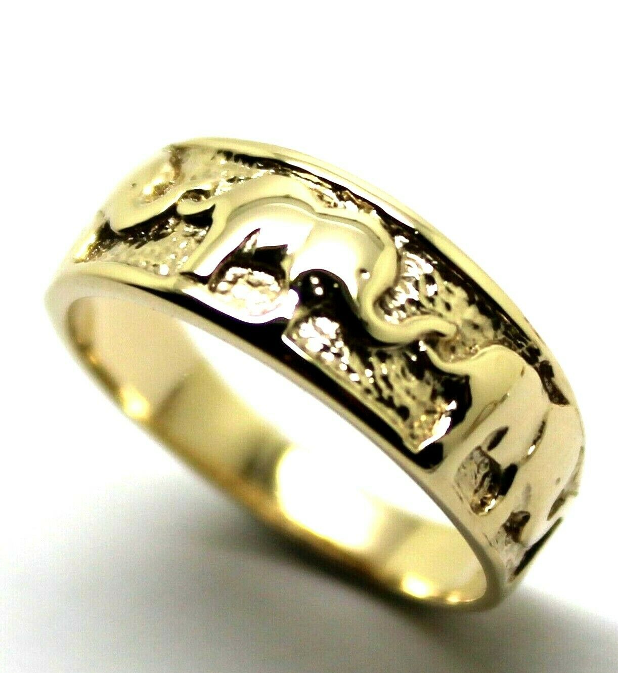 Size K Genuine 9ct 9kt 375 Full Solid Yellow, Rose or White Gold Lucky Elephant Ring 209