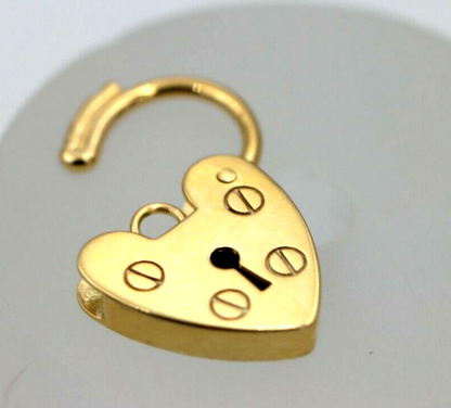 Genuine Small 11mm 9ct Yellow or Rose Gold Screw Heart Pendant Padlock