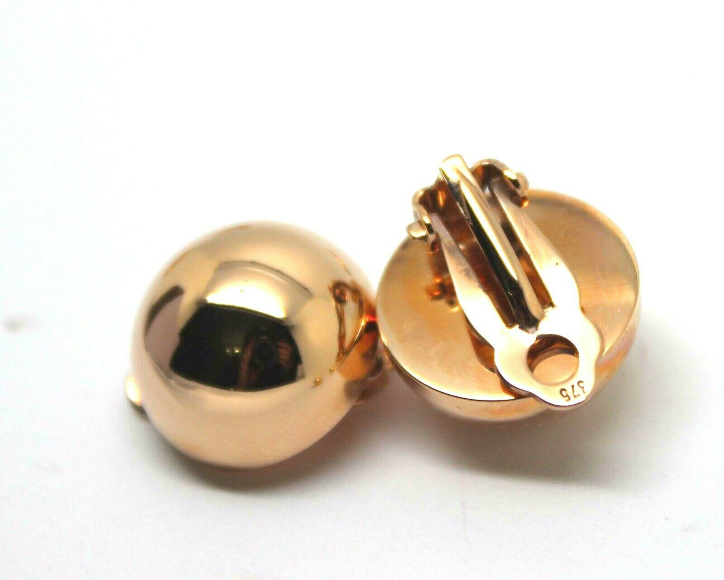 Kaedesigns Genuine 9ct 9k 375 Rose, Yellow Or White Gold Clip On 16mm Half Ball Earrings