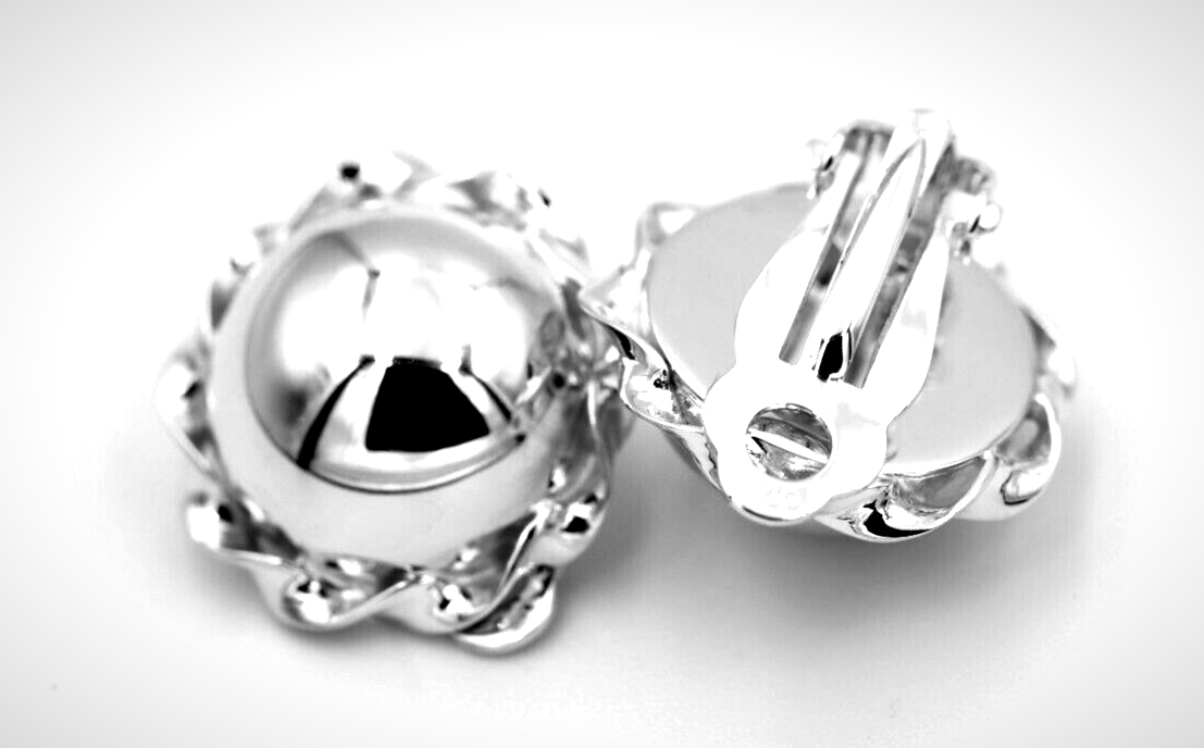 Genuine 9ct 9k 375 Yellow, Rose or White Gold Clip On Large 14mm Twisted Half Ball Round Earrings