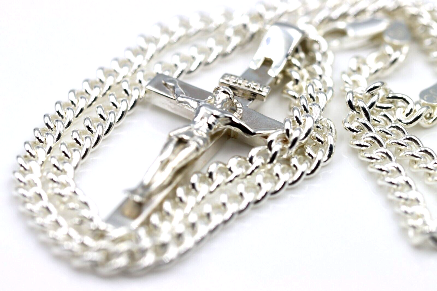Genuine Sterling Silver Solid Heavy Crucifix Cross Pendant + 70cm Necklace Chain