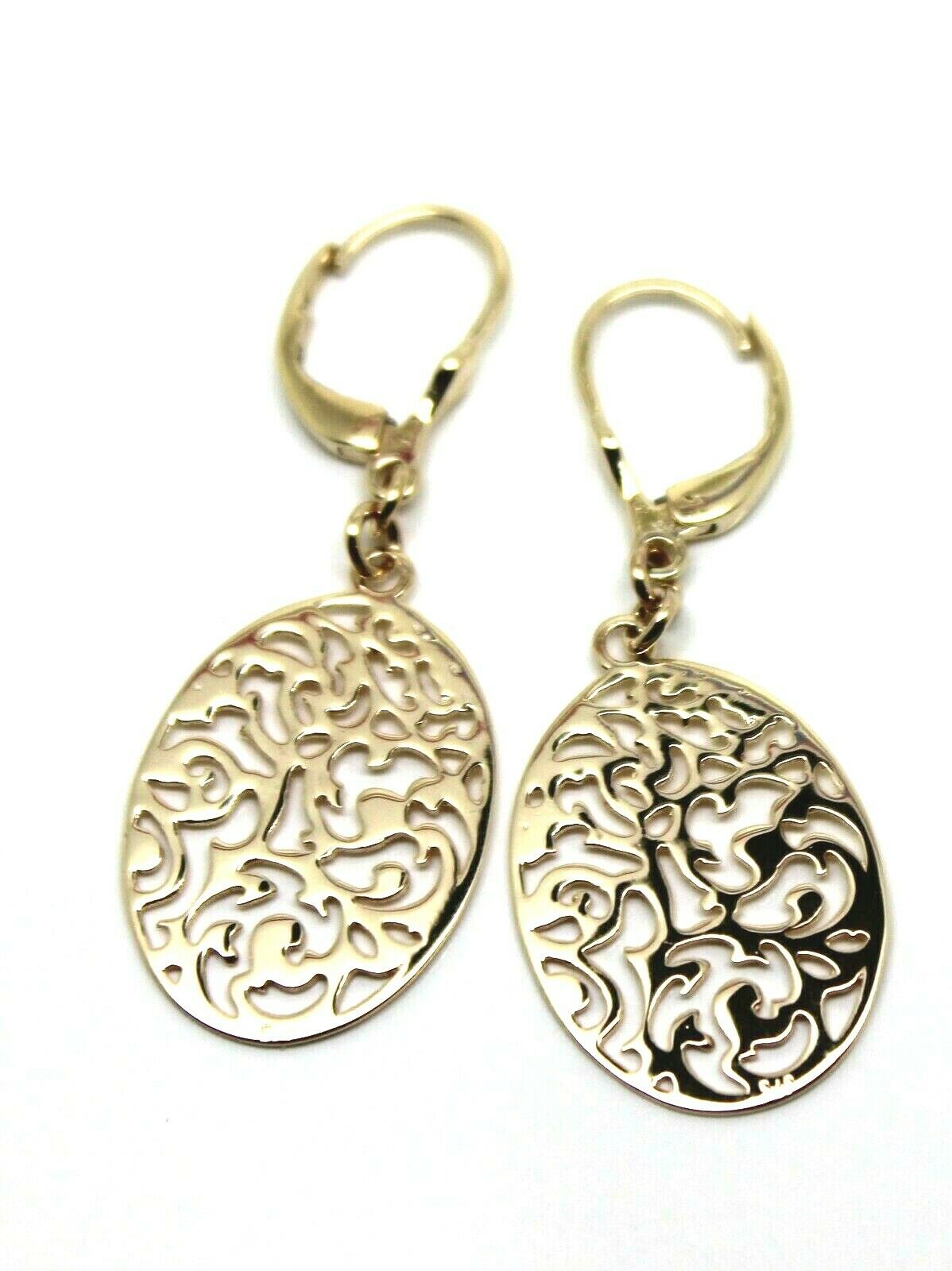 Continental Hooks 9ct Solid Yellow, Rose or White Gold Antique Oval Filigree Drop Earrings