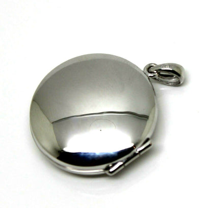 Sterling Silver 925 Large Round Plain Locket With 2 Photos