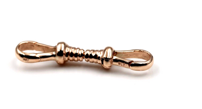 Genuine 9ct Yellow, Rose or White Gold Double Dog Clip Albert Swivel Clasp Doesn't Rotate