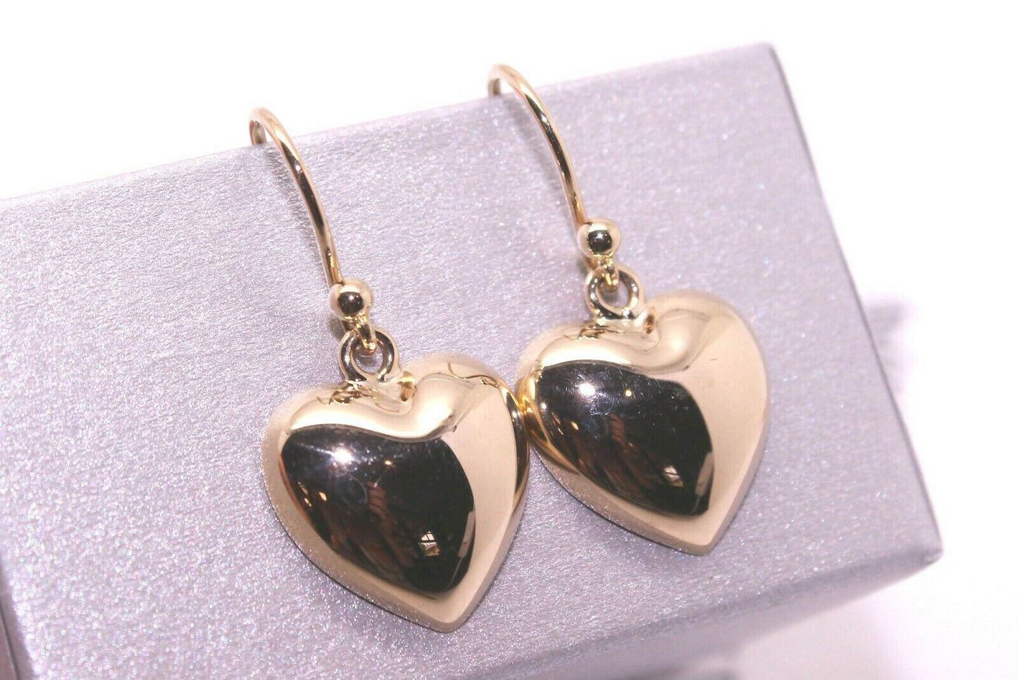 Genuine 9ct Yellow Gold or White Gold or Rose Gold Half Heart Earrings