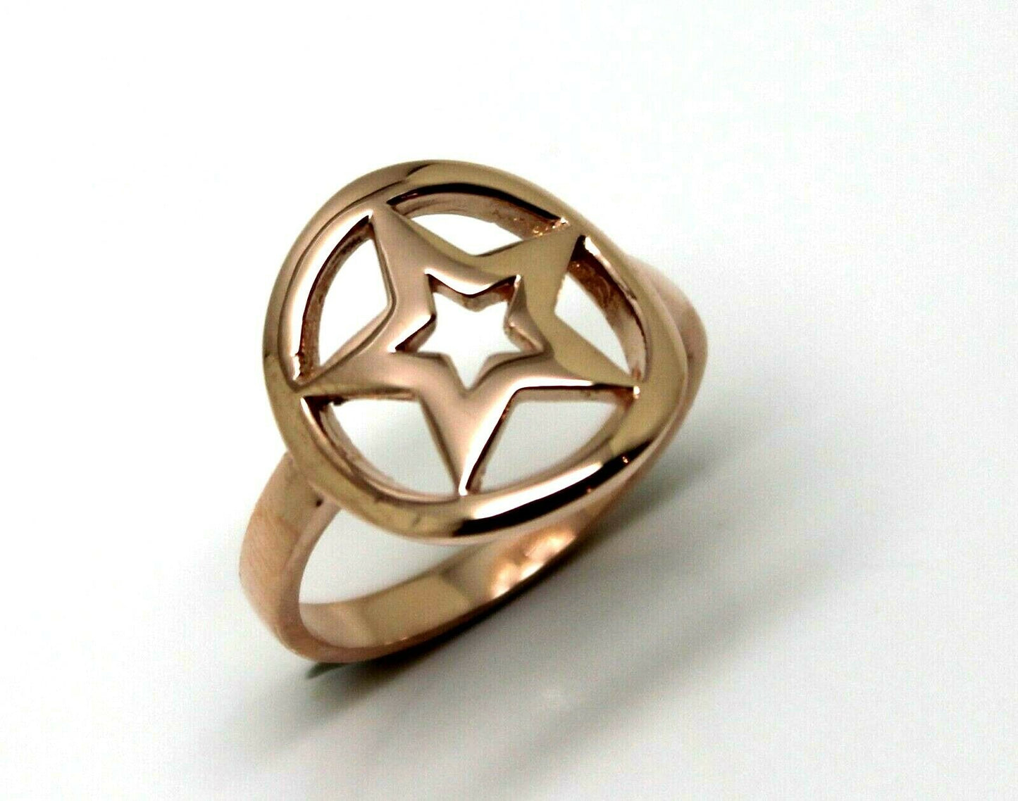 Size M 1/2 -Solid Genuine 9ct Rose Gold Star Circle Dress Ring