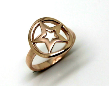 Size M 1/2 -Solid Genuine 9ct Rose Gold Star Circle Dress Ring