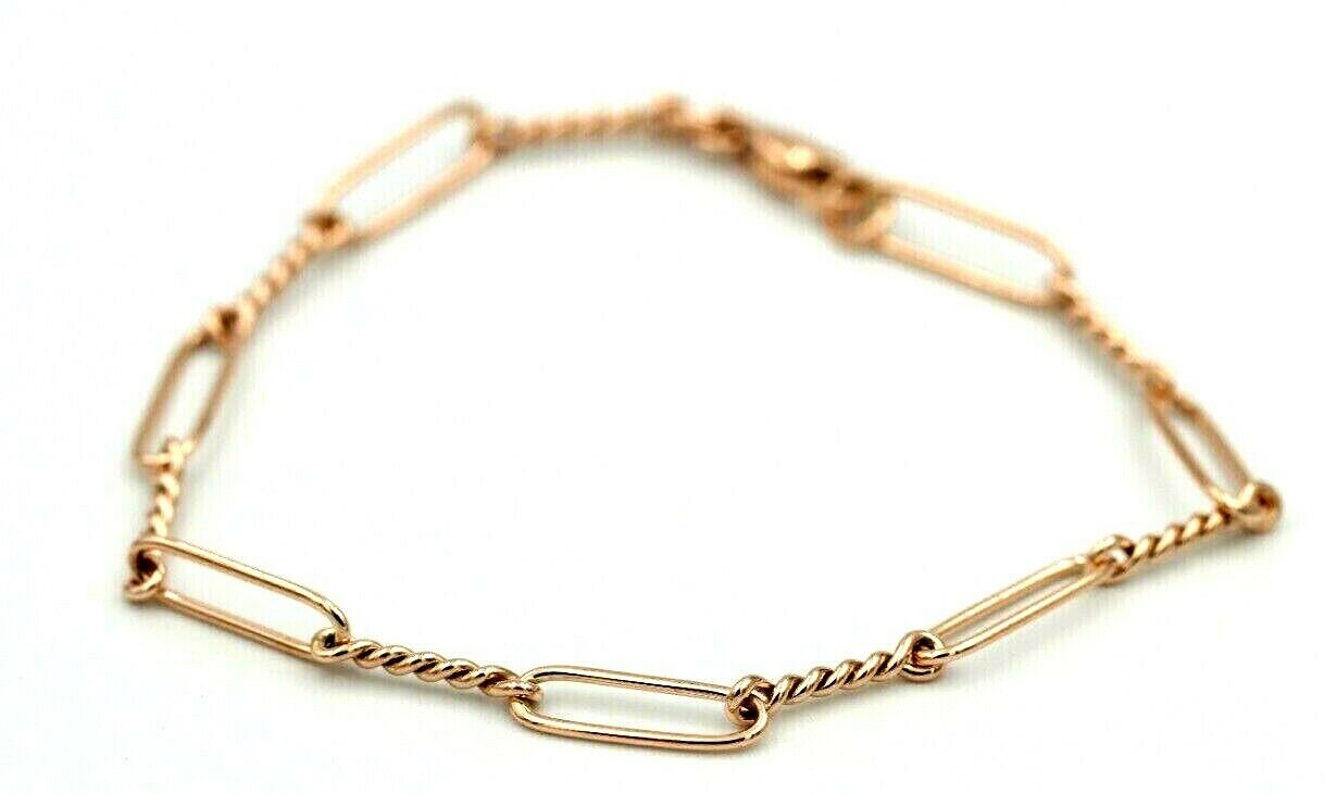 Genuine Handmade 22cm 9ct Yellow, Rose or White Gold Paper Clip Bracelet