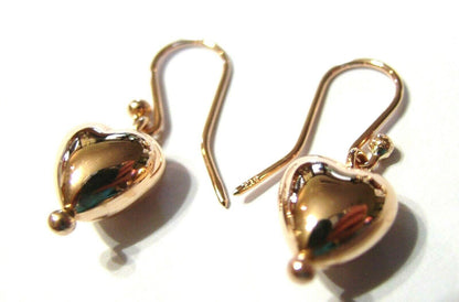 Kaedesigns Genuine 9ct 9kt Solid Yellow, Rose or White Gold Dangle Puffed Heart Earrings