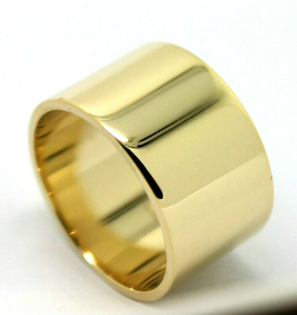 Genuine Solid 9ct 9k Rose Or Yellow Or White Gold 12mm Wide Flat Band Ring Size O