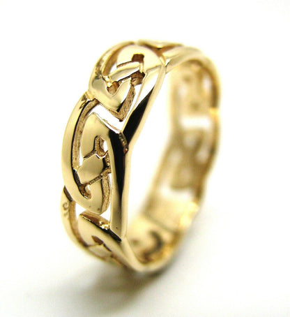 Genuine Size P 9ct Yellow, Rose or White Gold 6mm Celtic Weave Ring 274