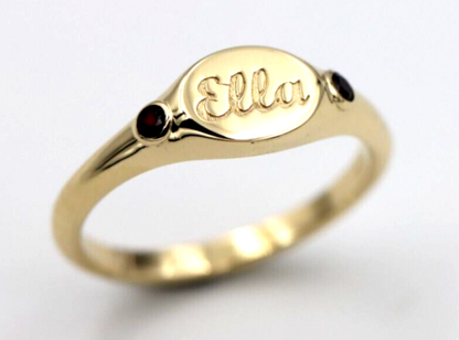 Genuine 9ct 9K 375 Yellow, Rose or White Gold 375 Oval Garnet (Birthstone Of January) Signet Ring
