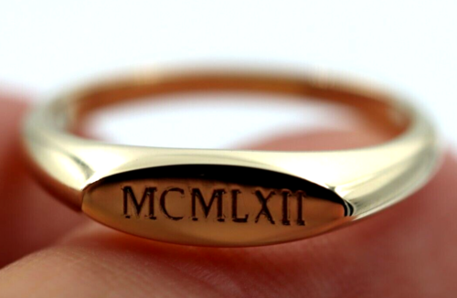 Genuine Solid 9ct Yellow, Rose or White Gold Signet Ring Engraved Initials or Numbers