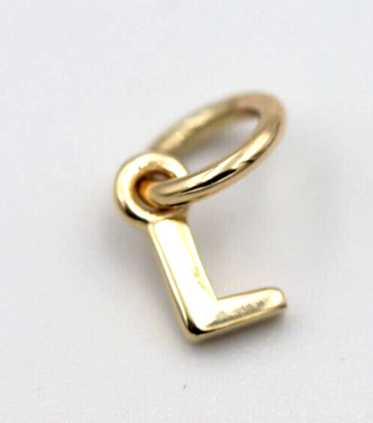 Genuine 9ct 9kt Genuine Very Small, Tiny Solid Yellow, Rose or White Gold Initial Pendant Charm L