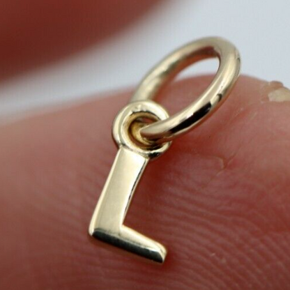 Genuine 9ct 9kt Genuine Very Small, Tiny Solid Yellow, Rose or White Gold Initial Pendant Charm L