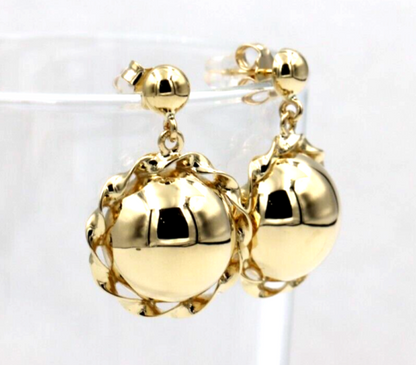 Genuine 9ct 9k 375 Yellow, Rose or White Gold Twisted 16mm Half Ball Stud Ball Earrings