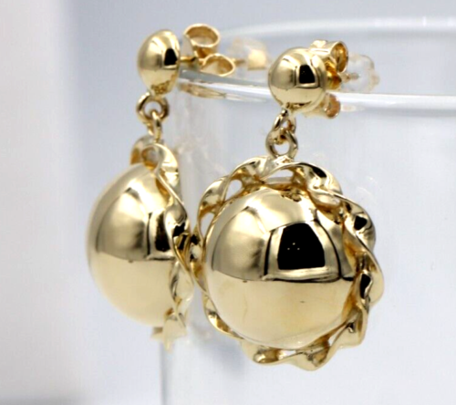 Genuine 9ct 9k 375 Yellow, Rose or White Gold Twisted 16mm Half Ball Stud Ball Earrings