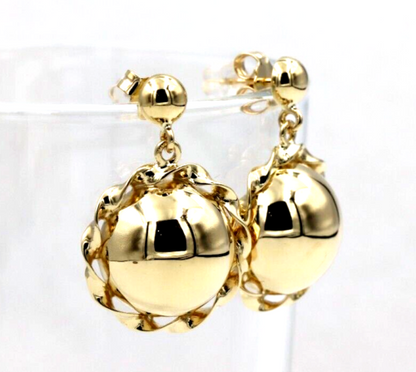 Genuine 9ct 9k 375 Yellow, Rose or White Gold Twisted 16mm Half Ball Stud Ball Earrings