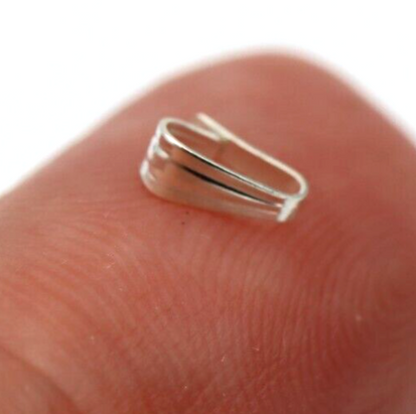 Solid Small Sterling Silver Snap On Pendant Bail Connector 5mm x 2mm