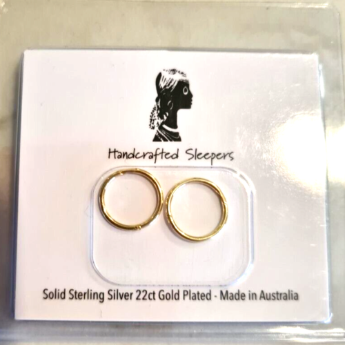 Genuine 22ct Gold Plated Sleepers on Sterling Silver Earrings 10mm