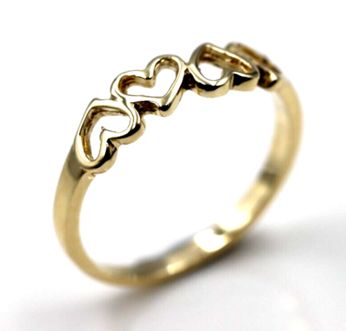 Solid 9ct 9kt 375 Yellow, Rose or White Gold Open Four Heart Signet Ring - Choose your size