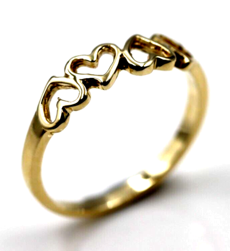 Solid 9ct 9kt 375 Yellow, Rose or White Gold Open Four Heart Signet Ring - Choose your size