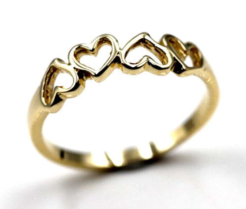 Solid 9ct 9kt 375 Yellow, Rose or White Gold Open Four Heart Signet Ring - Choose your size