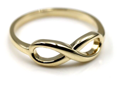 Genuine New 9ct 9k 375 Yellow, Rose or White Gold Solid Infinity Ring Size S / 9 1/8