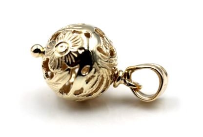 Kaedesigns Genuine 9ct 9K 375 Yellow, Rose or White Gold Flower Filigree Ball 14mm Pendant