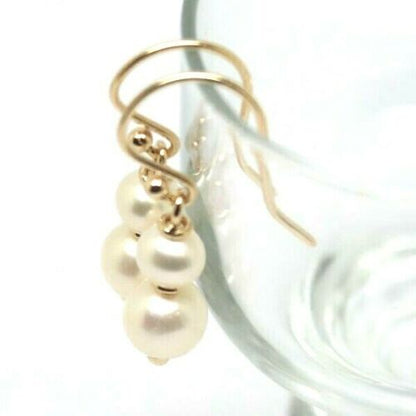 Genuine 9ct 9k 375 Yellow, Rose or White Gold 6mm & 8mm White Pearl With Open hooks Earrings