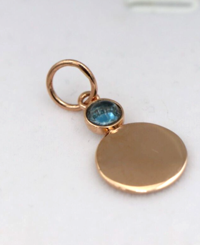 Genuine 9ct 9k 375 Yellow, Rose or White Gold 11mm Cabochon Topaz Filigree Disc Round Circle Pendant