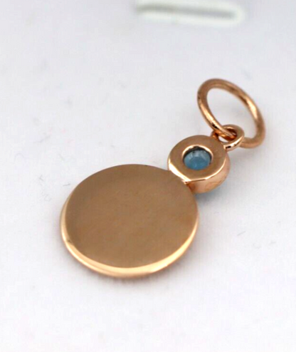 Genuine 9ct 9k 375 Yellow, Rose or White Gold 11mm Cabochon Topaz Filigree Disc Round Circle Pendant