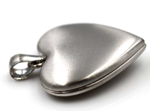 Sterling Silver 925 Heart Diamond Heart Brushed/Polished Locket