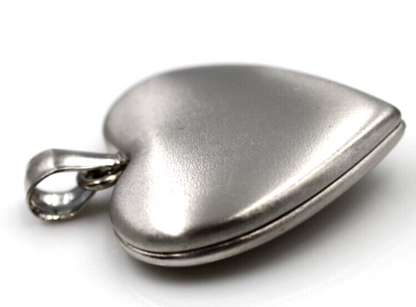 Sterling Silver 925 Heart Diamond Heart Brushed/Polished Locket